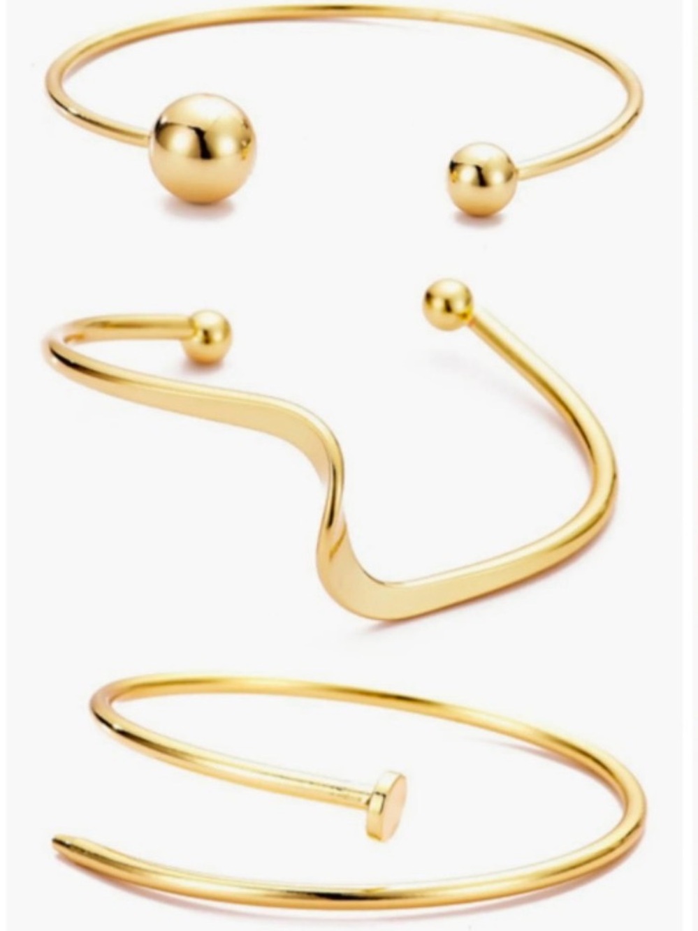NWOT Set of 3 Cuff Bracelets Adornia Gold Tone Vairous Design